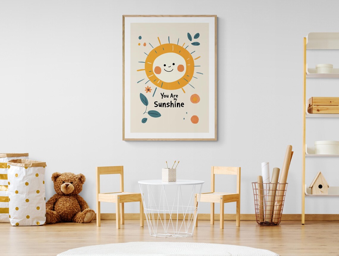 You Are My Sunshine Smiling Sun Quote Kids Nursery Wall Art Poster - Image 4
