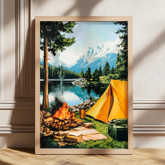 Camping Retro Tent Wall Art Print Poster Living Room Decor Outdoor Prints