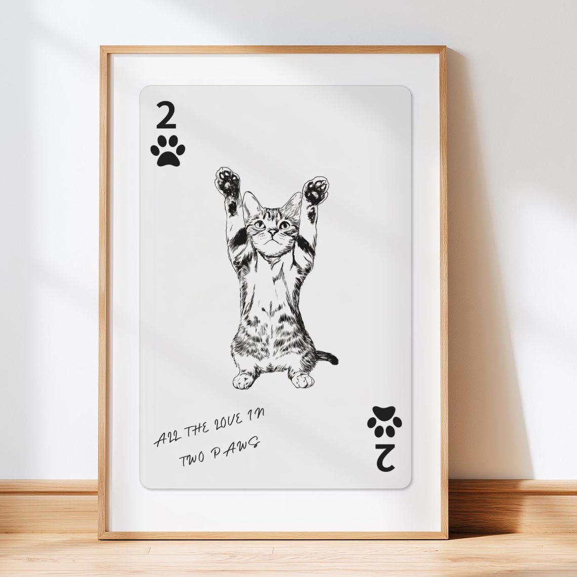 All the Love in Two Paws Kitten Playing Card Style Art Poster