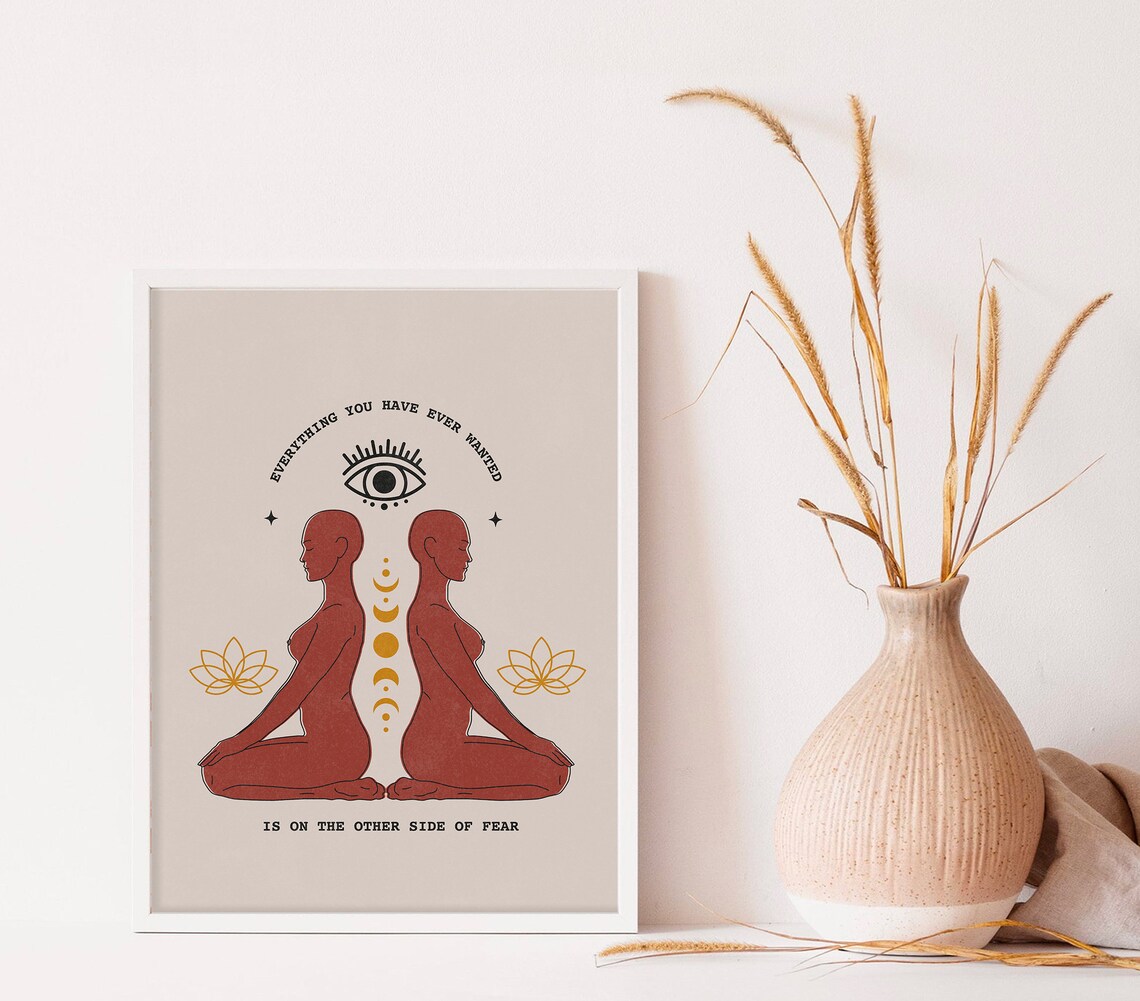 Everything You Wanted Is on the Other Side of Fear Yoga Quote Poster - Image 2