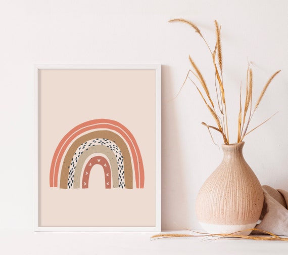 Mid Century Modern Rainbow Wall Art Print Neutral Wall Art Abstract Art Print Boho Decor Instant Minimalist Print