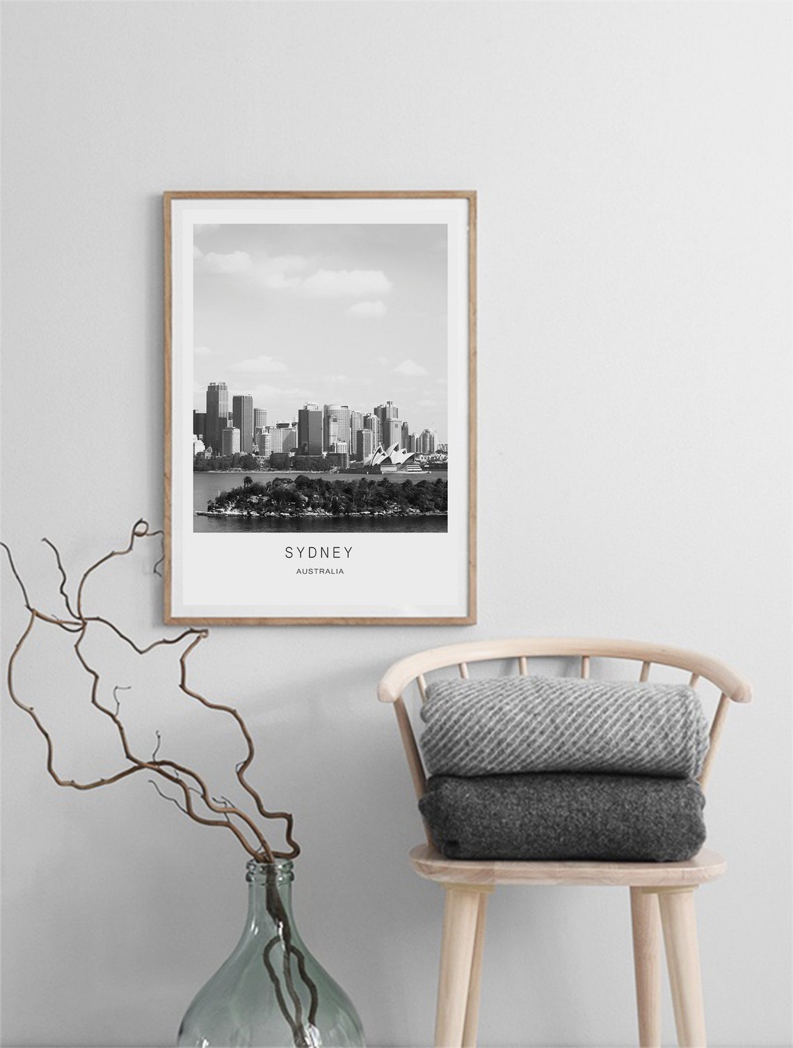 Sydney Australia Harbor Opera House Black White Skyline Poster - Image 3