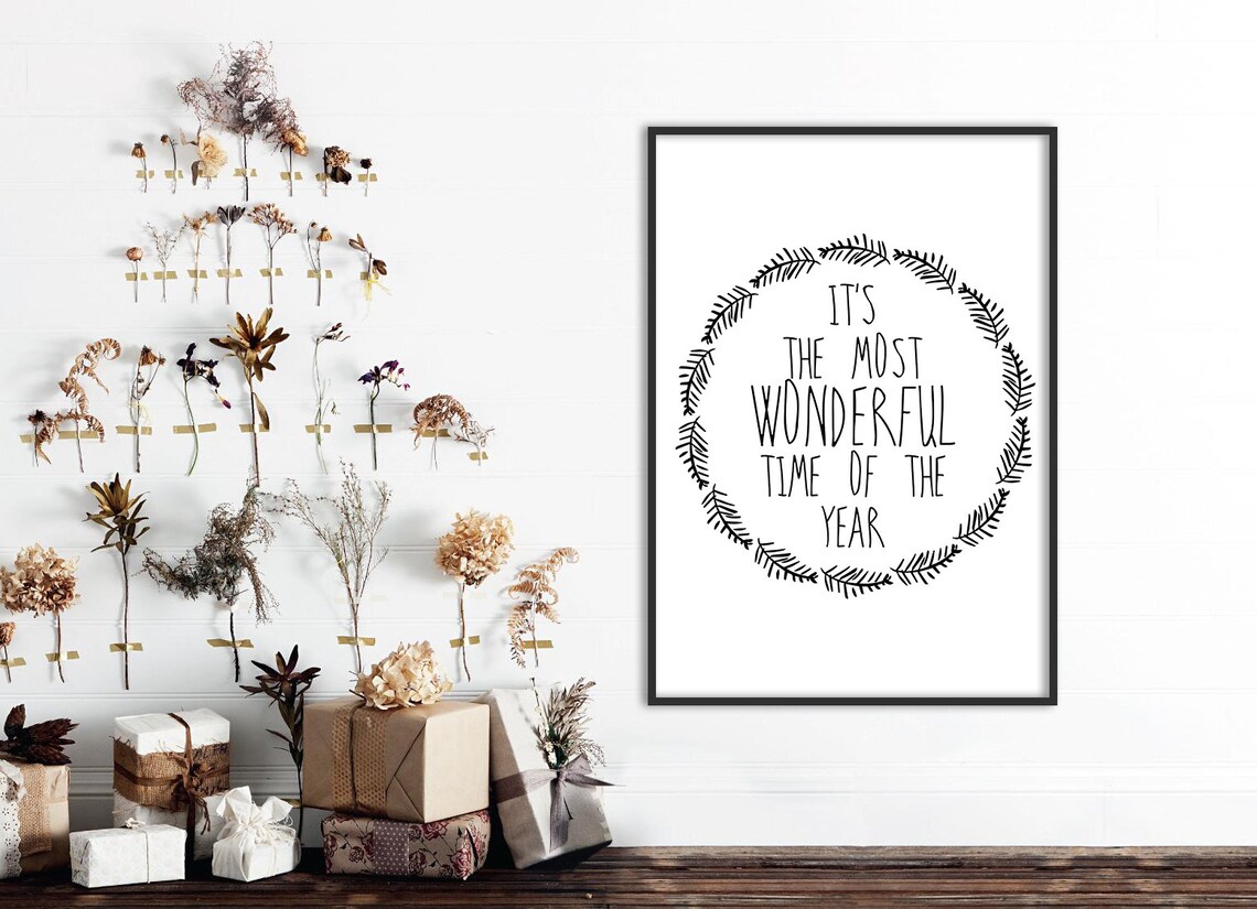 Its The Most Wonderful Time Of The Year Christmas Wreath Quote Poster