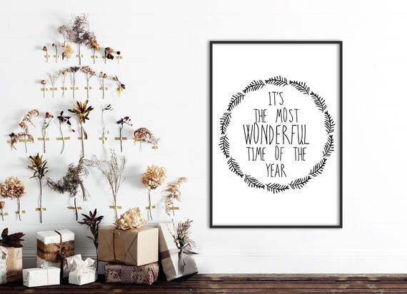 Its The Most Wonderful Time Of The Year Christmas Wreath Quote Poster