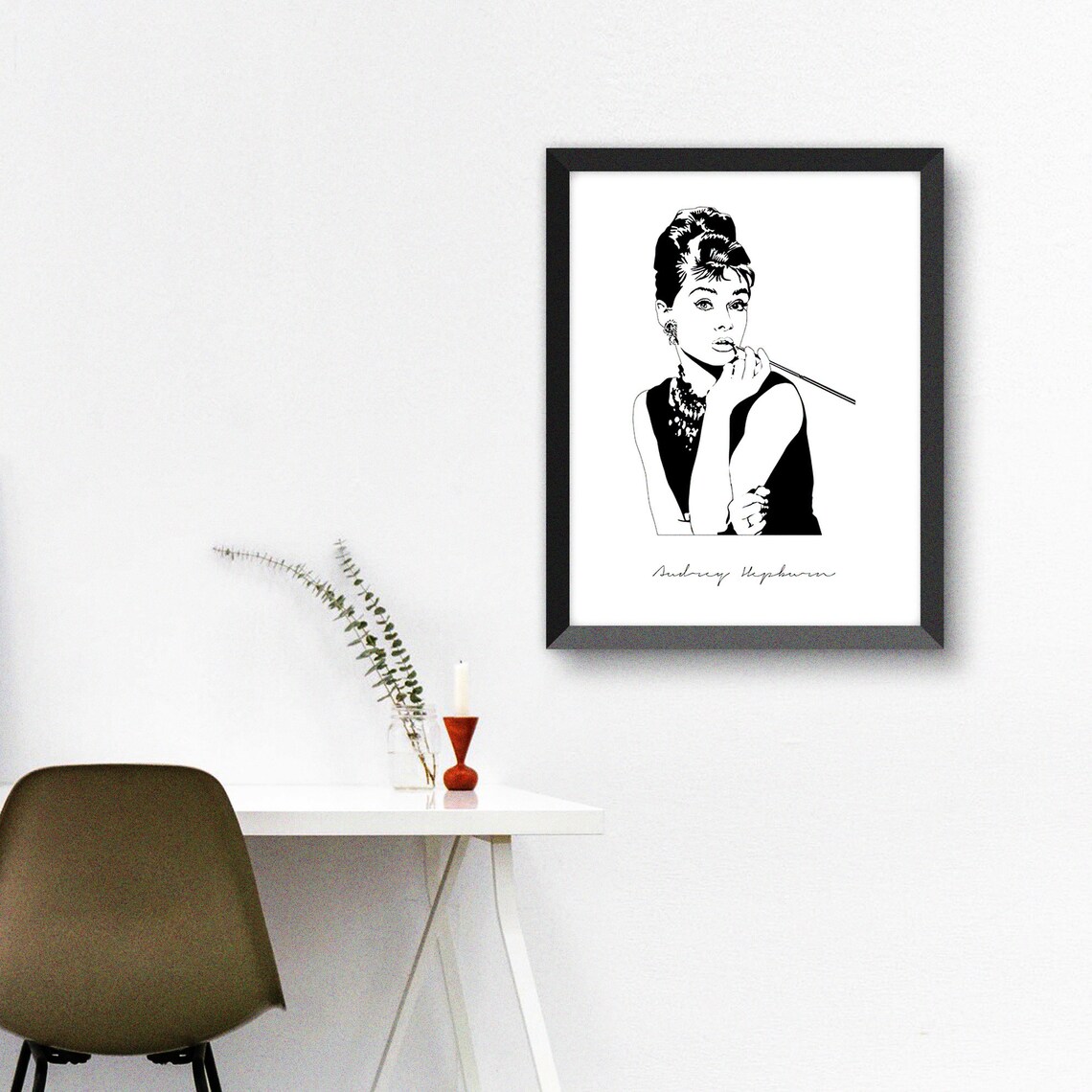 Audrey Hepburn Portrait Illustration Classic Hollywood Fashion Poster - Image 2