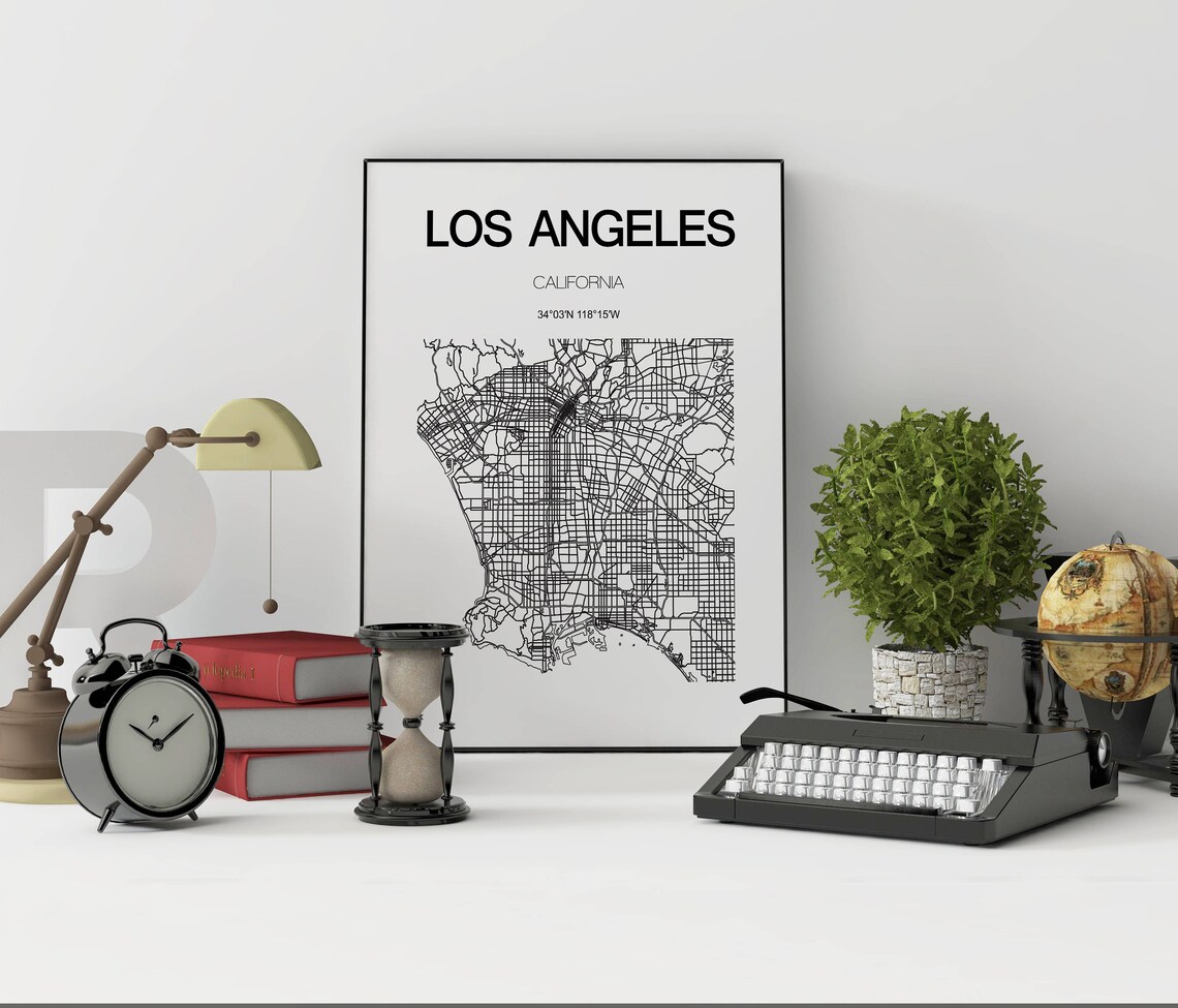 Los Angeles California Minimalist City Map Street Art Poster - Image 2