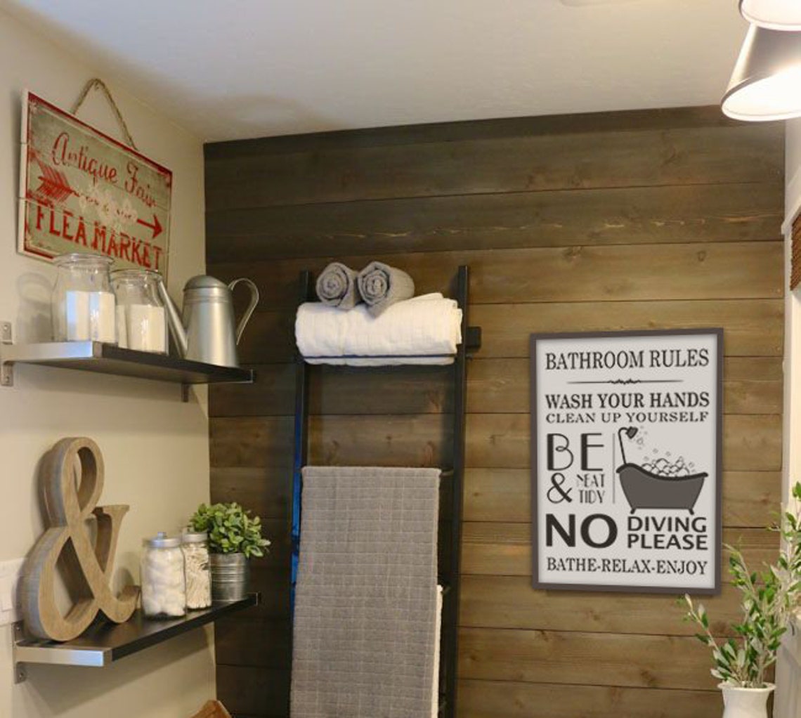 Bathroom Rules Bathroom Print Bathroom Decor Bathroom Sign Bathroom Rules Sign Bathroom Wall Decor Funny Bathroom Art Files - Image 3