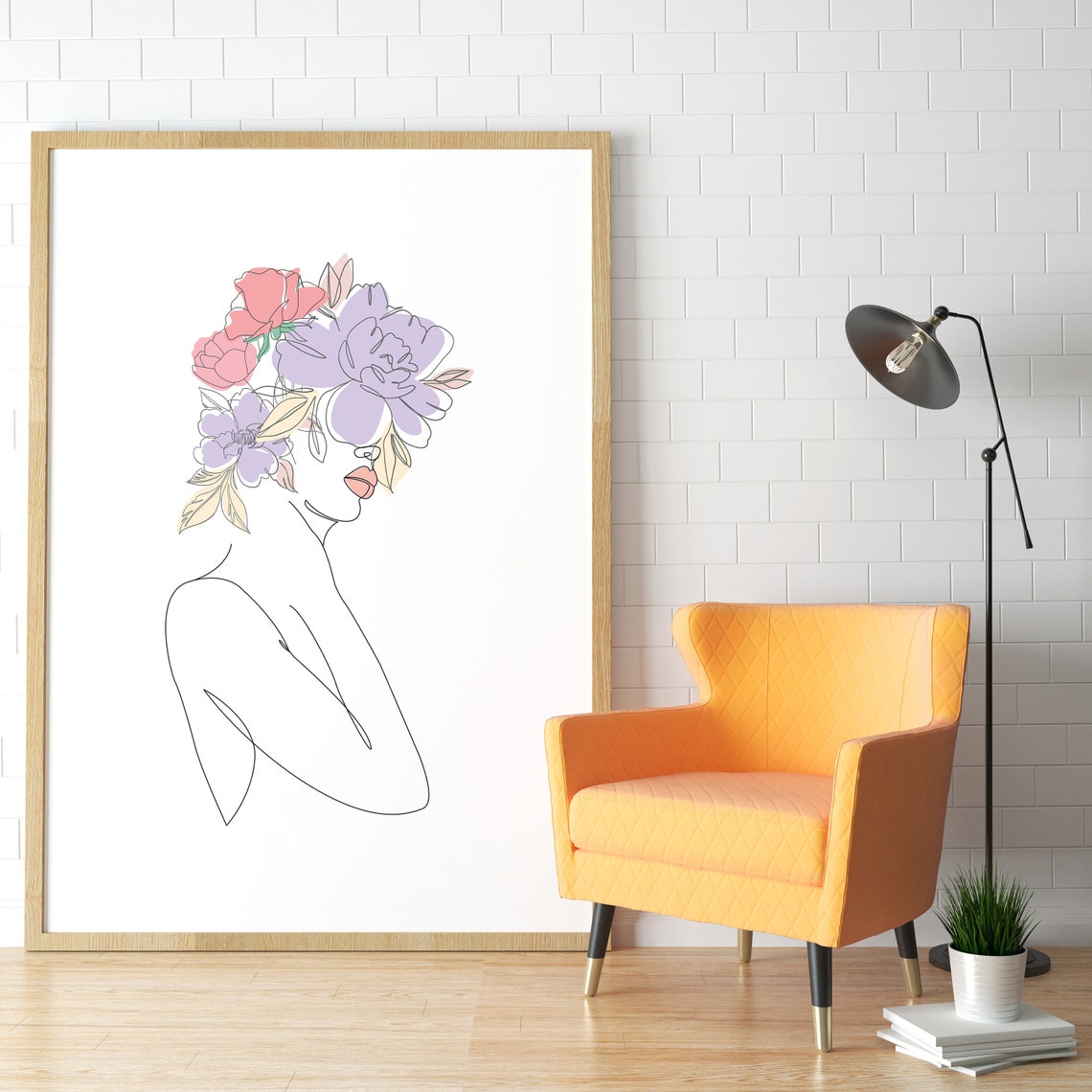 One Line Woman Wall Art Boho Wall Art Mid Century Modern Wall Art Living Room Wall Decor Bohemian Wall Decor Boho Wall Decor