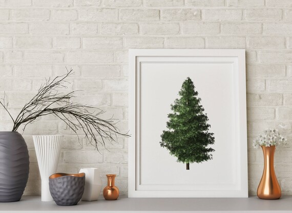 Minimalist Christmas Tree Botanical Holiday Wall Decor Photo Poster
