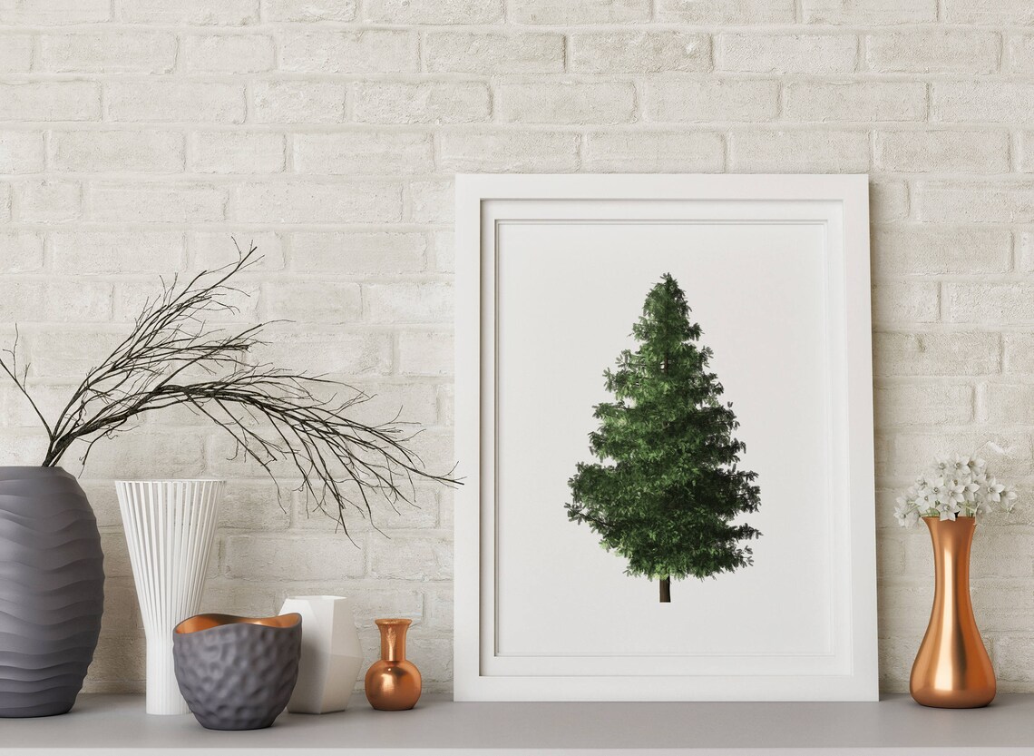 Minimalist Christmas Tree Botanical Holiday Wall Decor Photo Poster