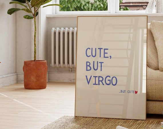 Cute But Virgo Trendy Dorm Room Decor Cute Quote Zodiac Art Aesthetic Apartment Wall Art Red Heart 1 Print