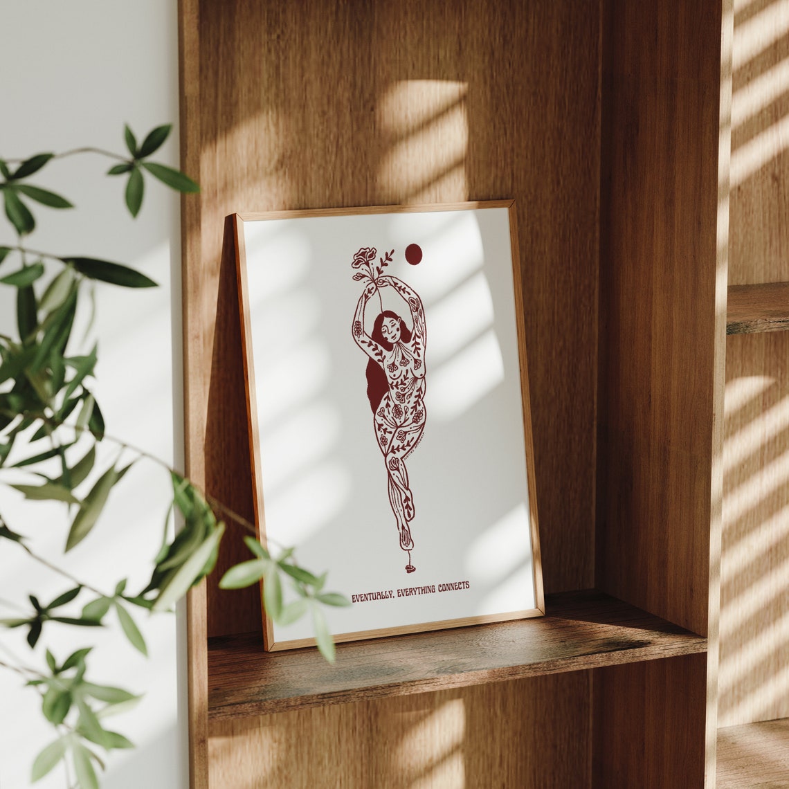 Everything Connects Burgundy White Growth Healing Self Love Feminine Art Print - Image 4