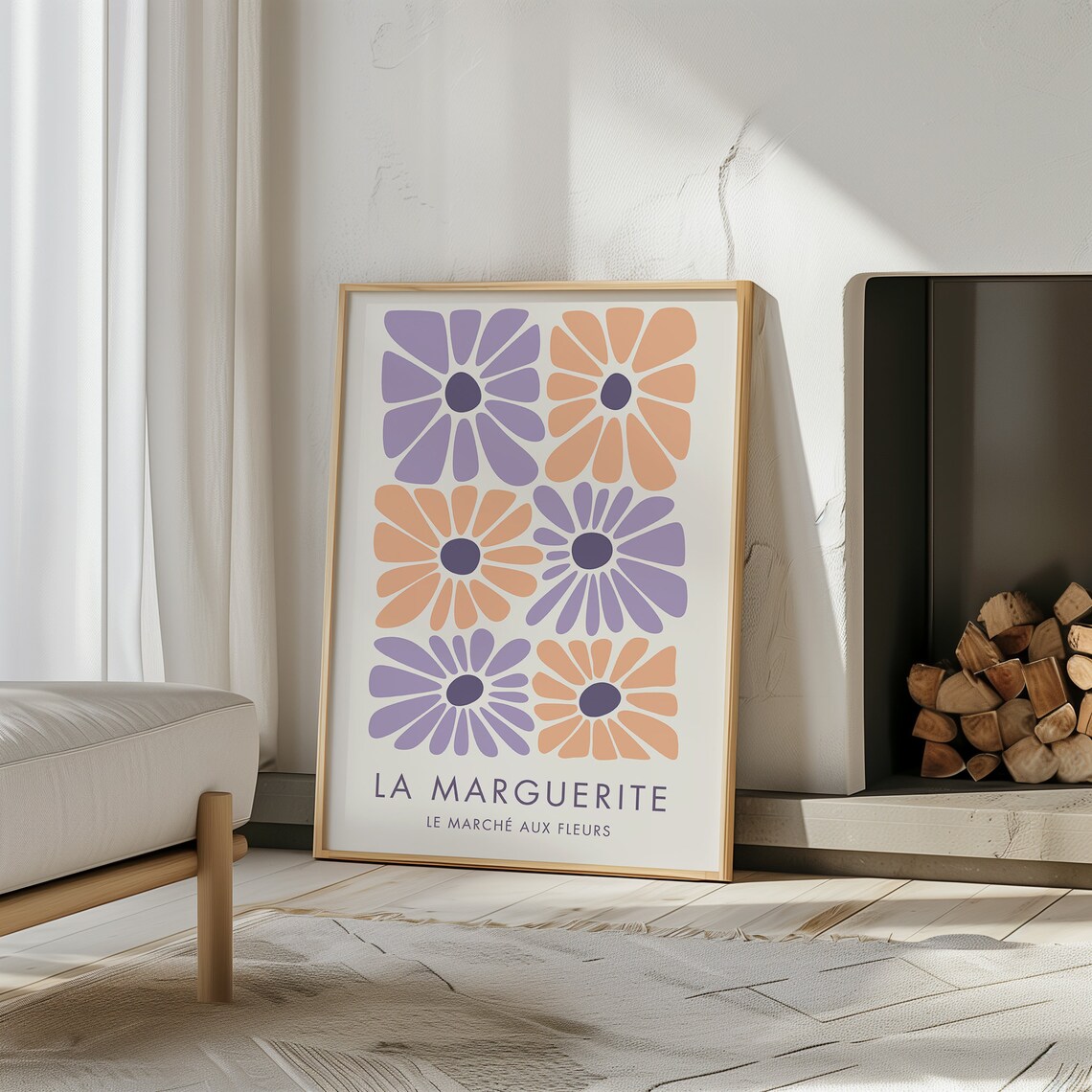 La Marguerite Purple Orange Daisy Flower Market Botanical Exhibition Poster - Image 3