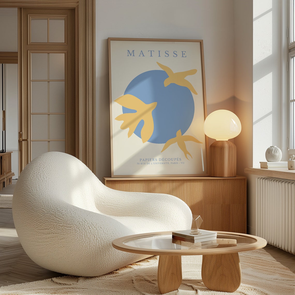 Matisse Blue Sun with Yellow Doves Papiers Decoupes Art Poster