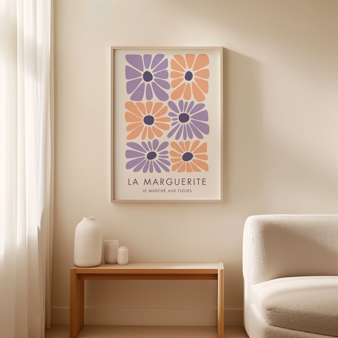 La Marguerite Purple Orange Daisy Flower Market Botanical Exhibition Poster - Image 4