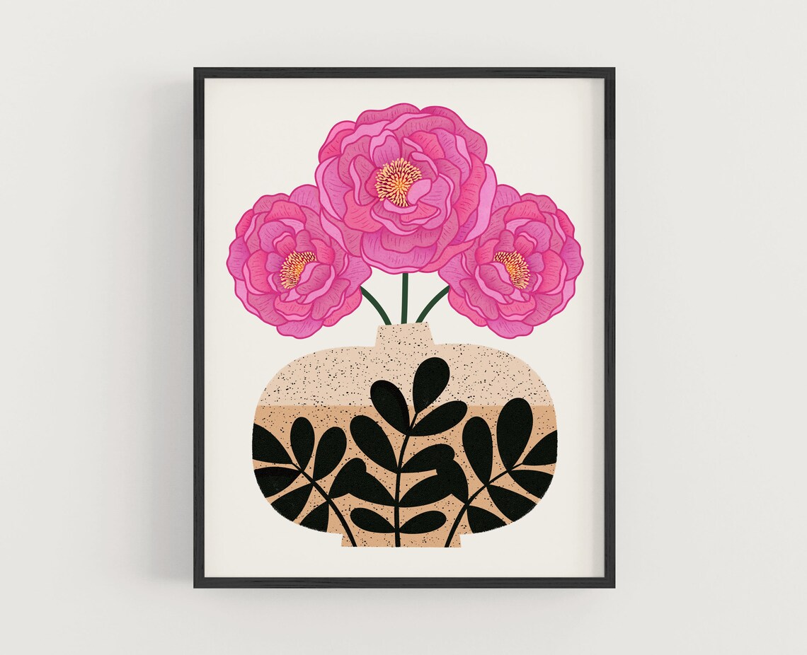 Flowers In Vase Series I, Botanical Art Print