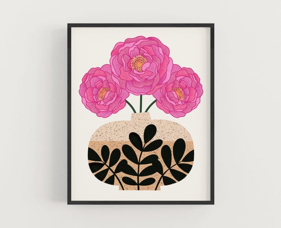 Flowers In Vase Series I, Botanical Art Print
