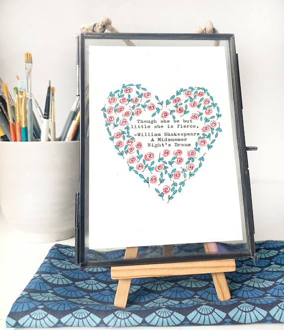 Heart Illustration With Vintage Typed Quote, Art Print