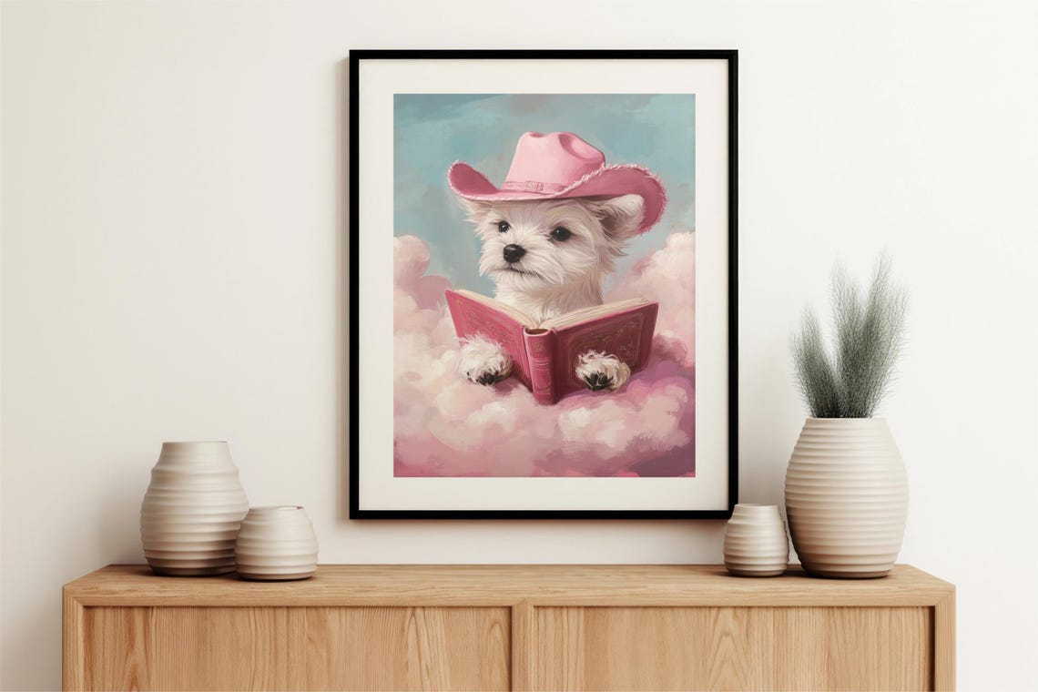 Dog Cowgirl Print, Cute Poodle Book Art - Image 4
