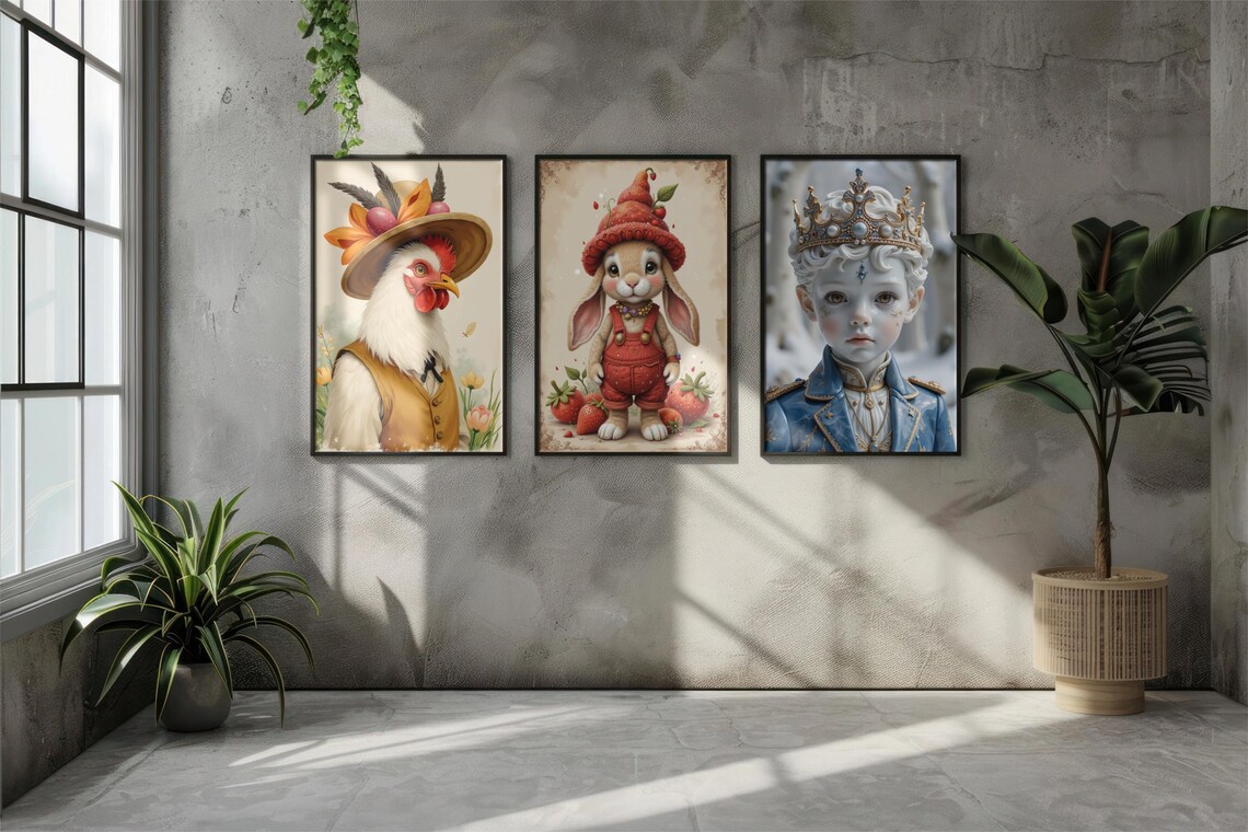 Proud White Rooster in Straw Hat and Mustard Yellow Vest Poster - Image 3