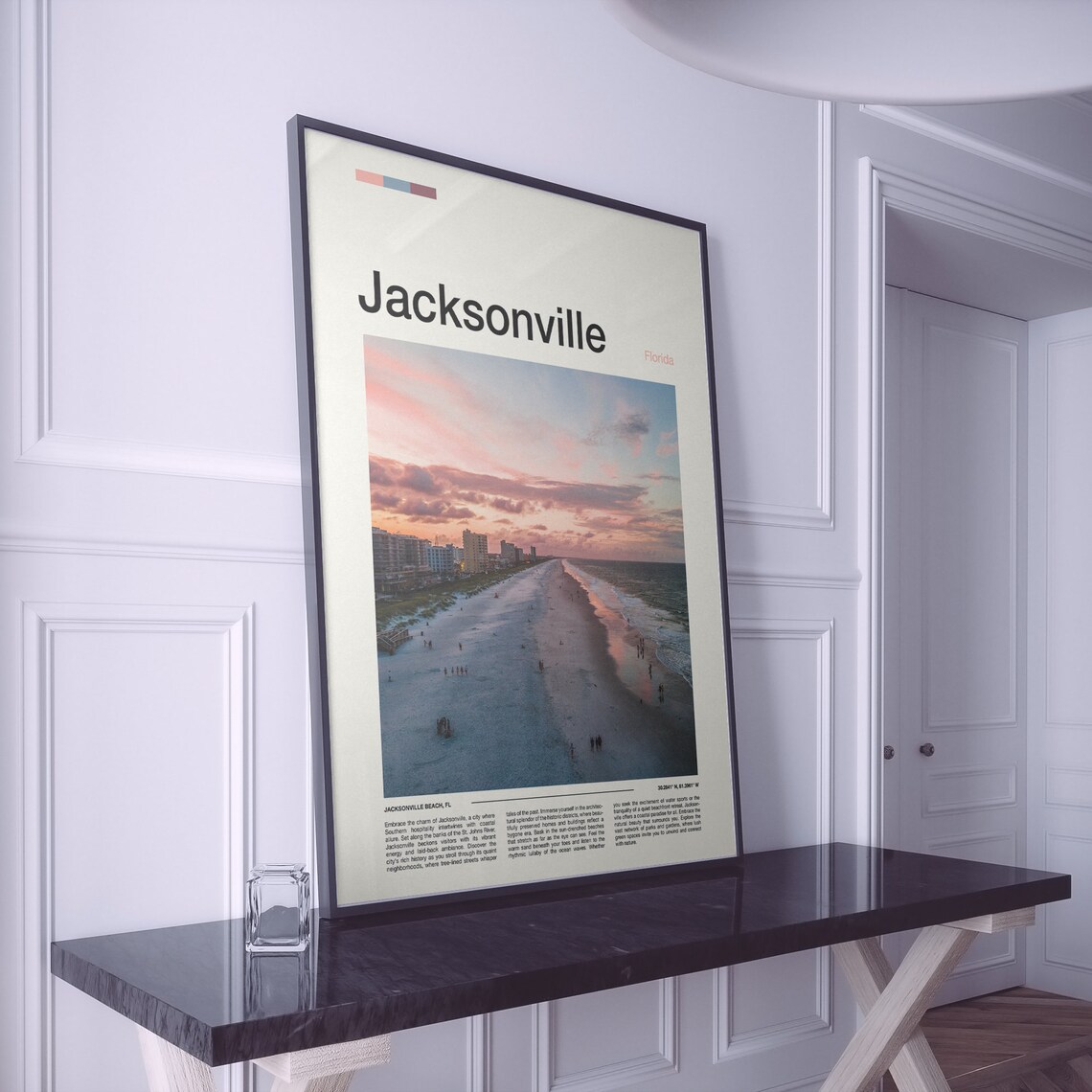 Jacksonville Beach Florida Sunset Oceanfront Shoreline Scenic Poster - Image 2