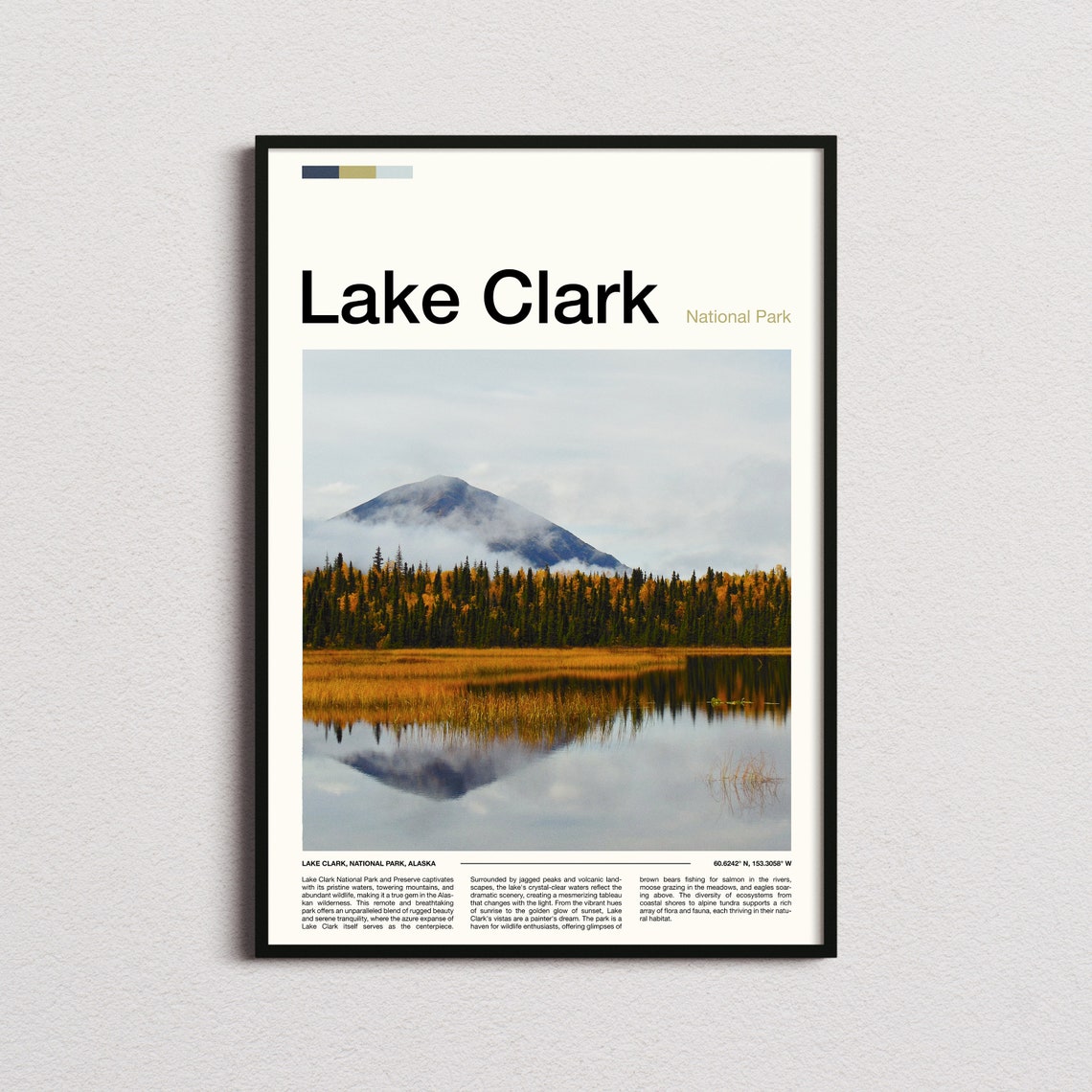Lake Clark Alaska National Park Mountain Reflection Photo Poster