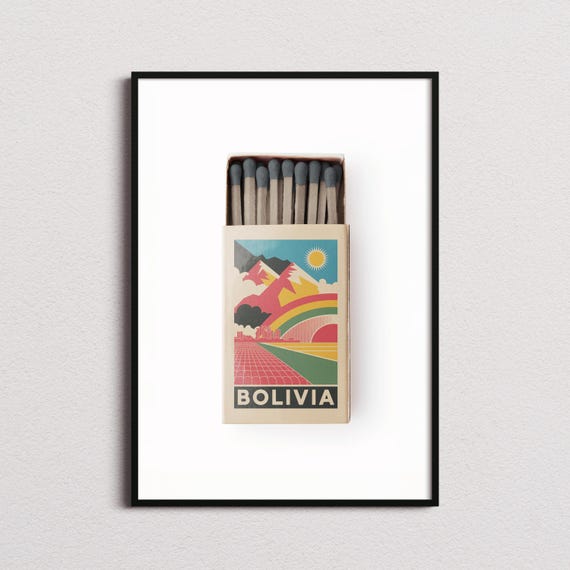 Bolivia Matchbox Print Bolivia Print Bolivia Poster Bolivia Wall Art Bolivia Art Print Bolivia Gifts