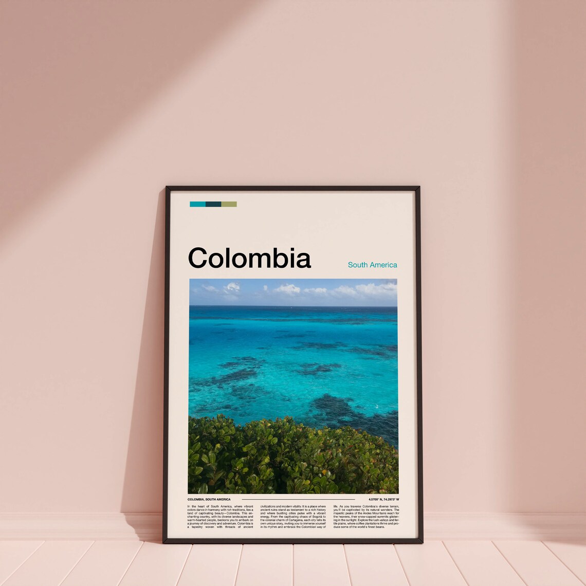Colombia Turquoise Caribbean Sea Coral Reef Coast Photography Poster - Image 4