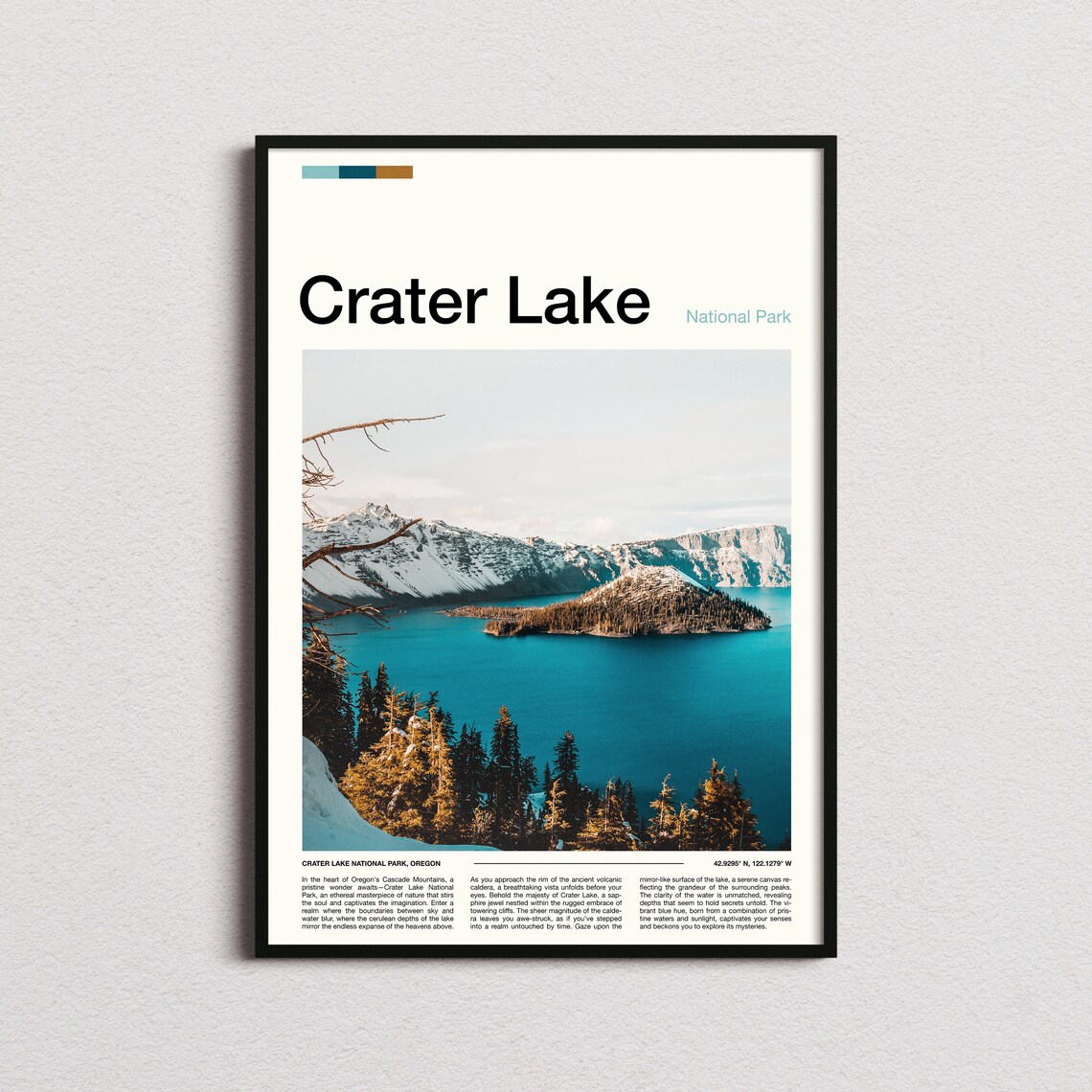 Crater Lake Oregon National Park Wizard Island Scenic Poster
