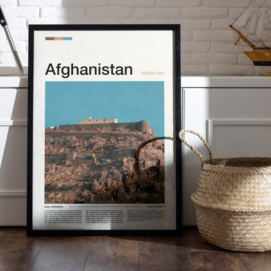 Afghanistan Kabul Hilltop Fortress Village Photography Travel Poster - Image 4