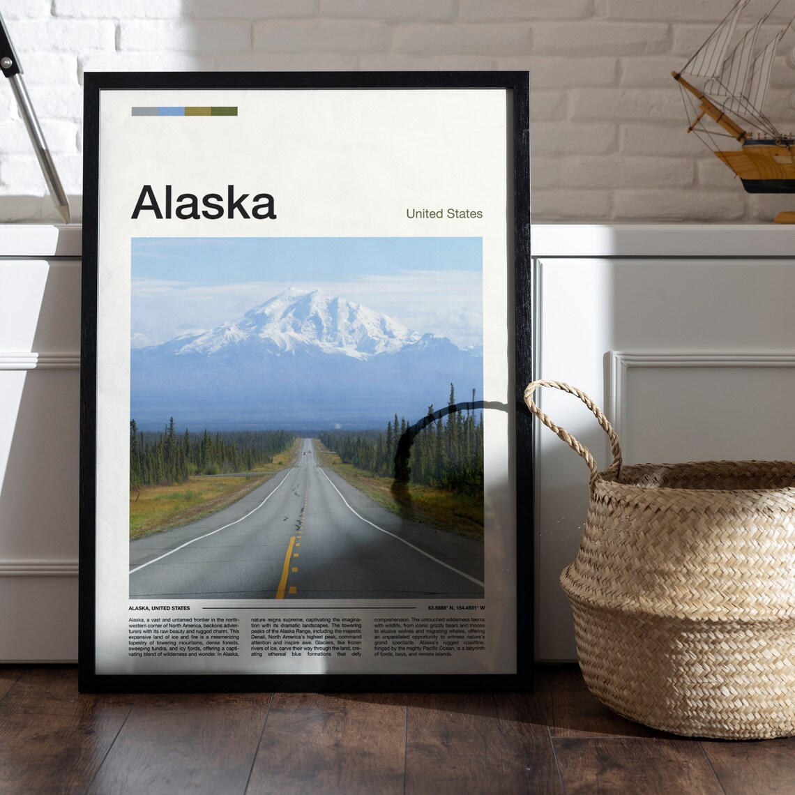 Alaska Denali Mountain Road Highway Snow Peak Vista Art Poster - Image 5