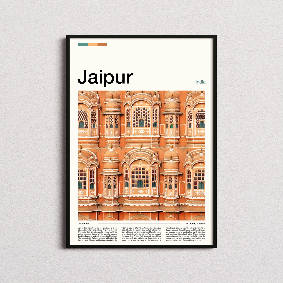 Jaipur India Hawa Mahal Pink Palace Facade Architecture Poster