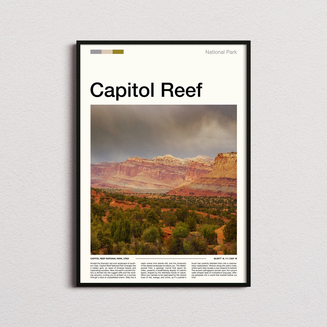 Capitol Reef National Park Utah Red Rock Cliffs Desert Poster