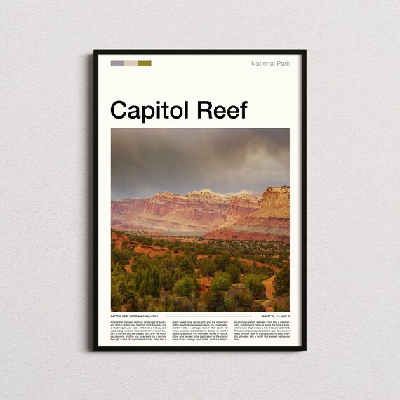 Capitol Reef National Park Utah Red Rock Cliffs Desert Poster