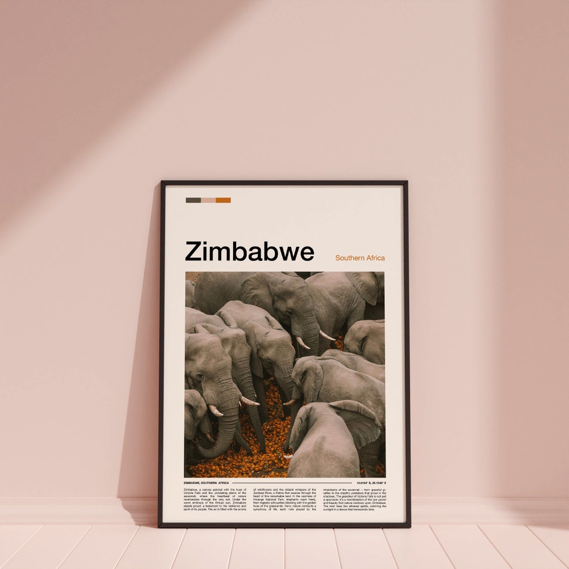 Zimbabwe Southern Africa Elephant Herd Safari Wildlife Poster - Image 4