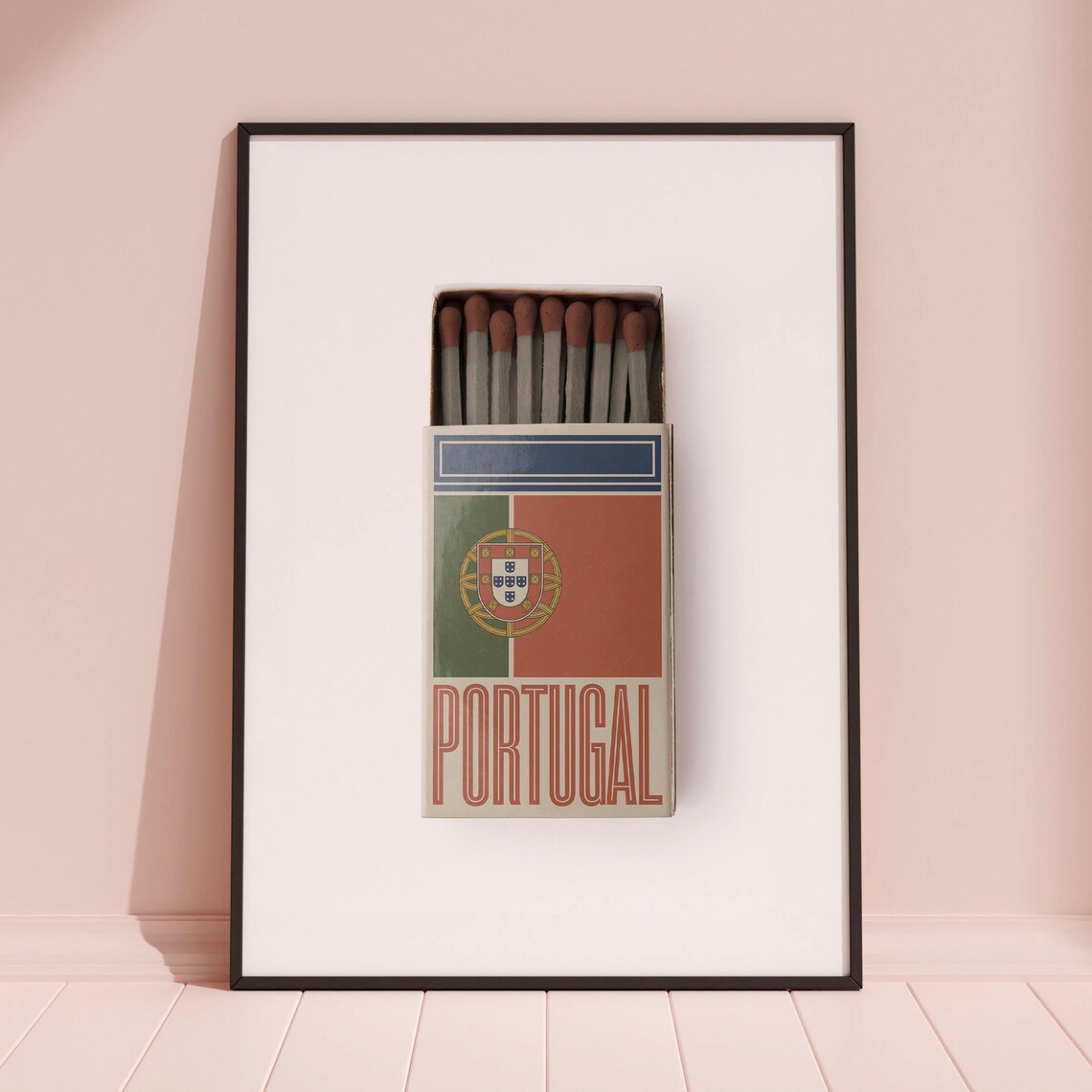 Portugal Matchbox Coat Of Arms Flag Vintage Travel Art Poster - Image 3