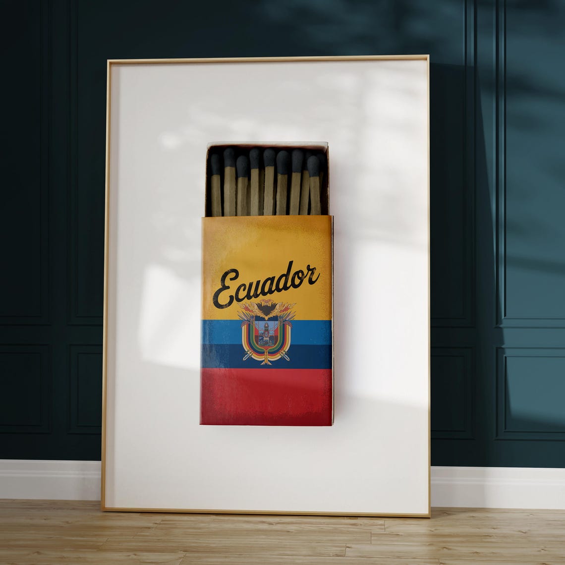 Ecuador Flag Matchbox Art Coat of Arms Vintage Script Poster - Image 5