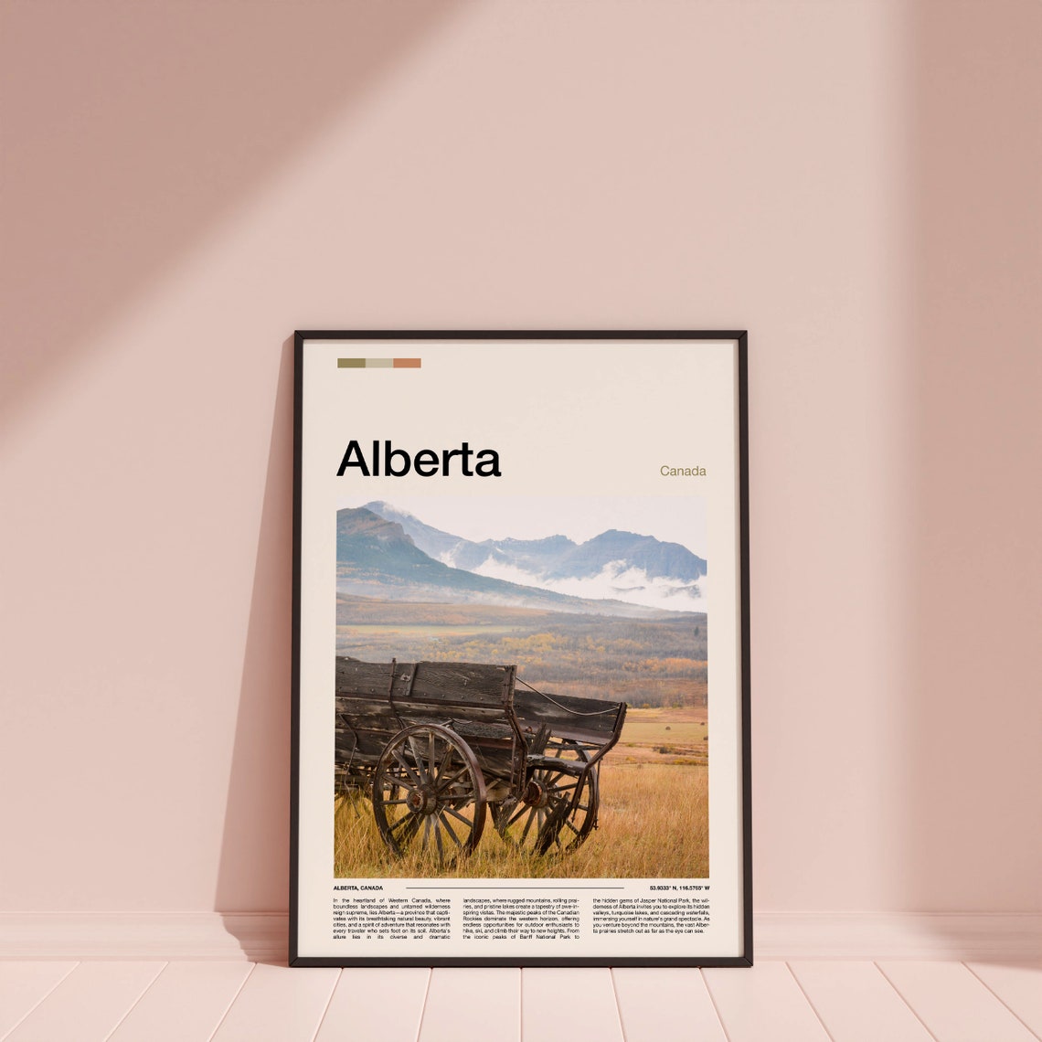 Alberta Canada Old Wooden Wagon Prairie Mountains Vintage Poster - Image 4