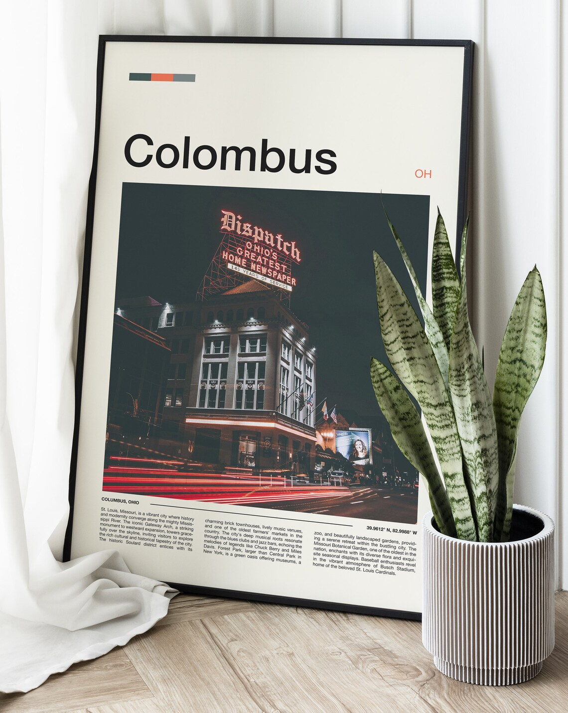 Columbus Ohio Dispatch Newspaper Sign Night Street Photography Poster - Image 2