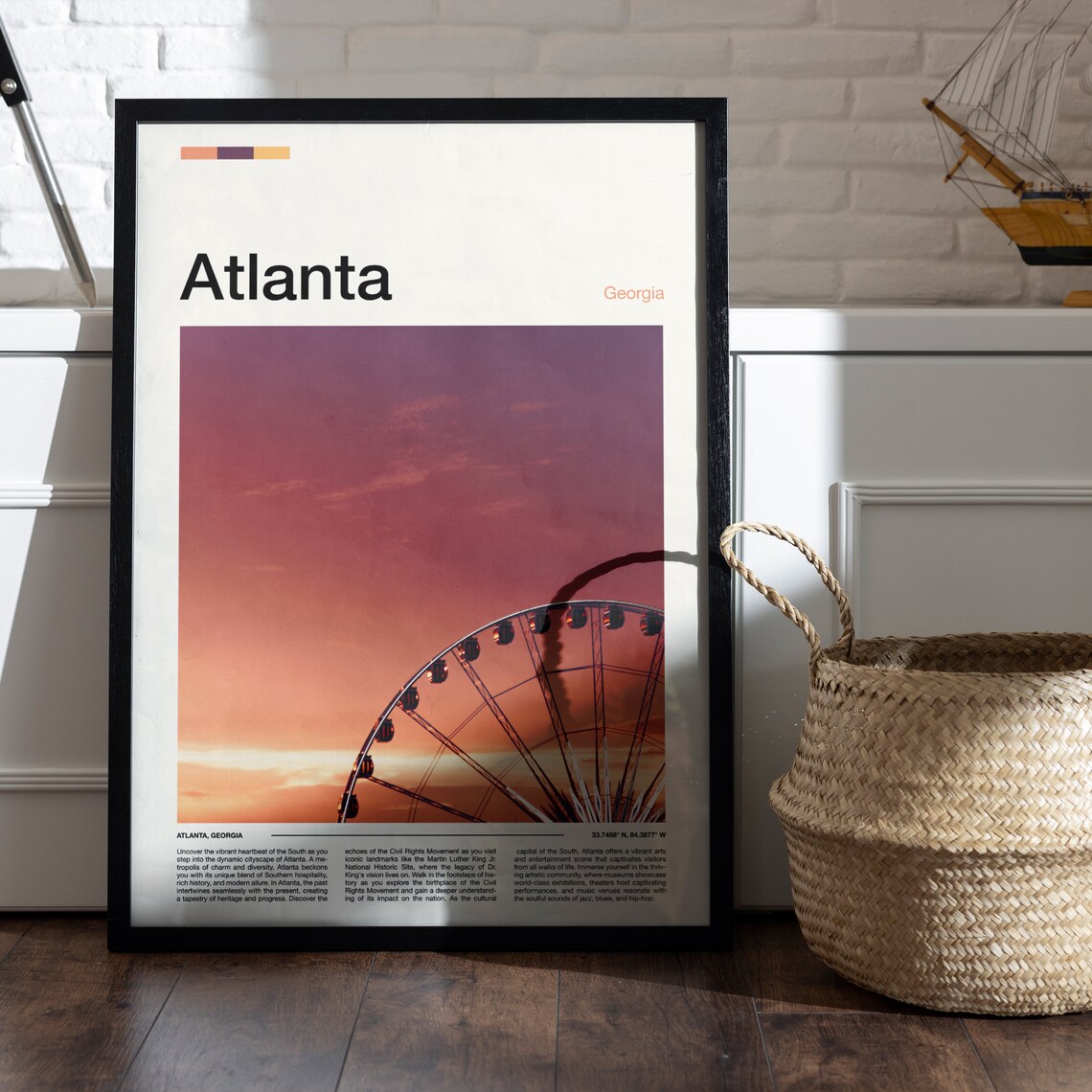 Atlanta Georgia Ferris Wheel Pink Sunset Minimalist Photo Poster - Image 5