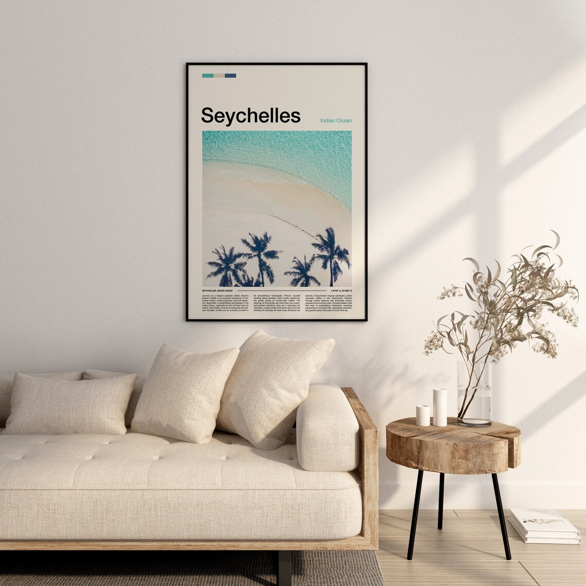 Seychelles Indian Ocean Aerial Drone Photo White Sand Beach Poster - Image 3