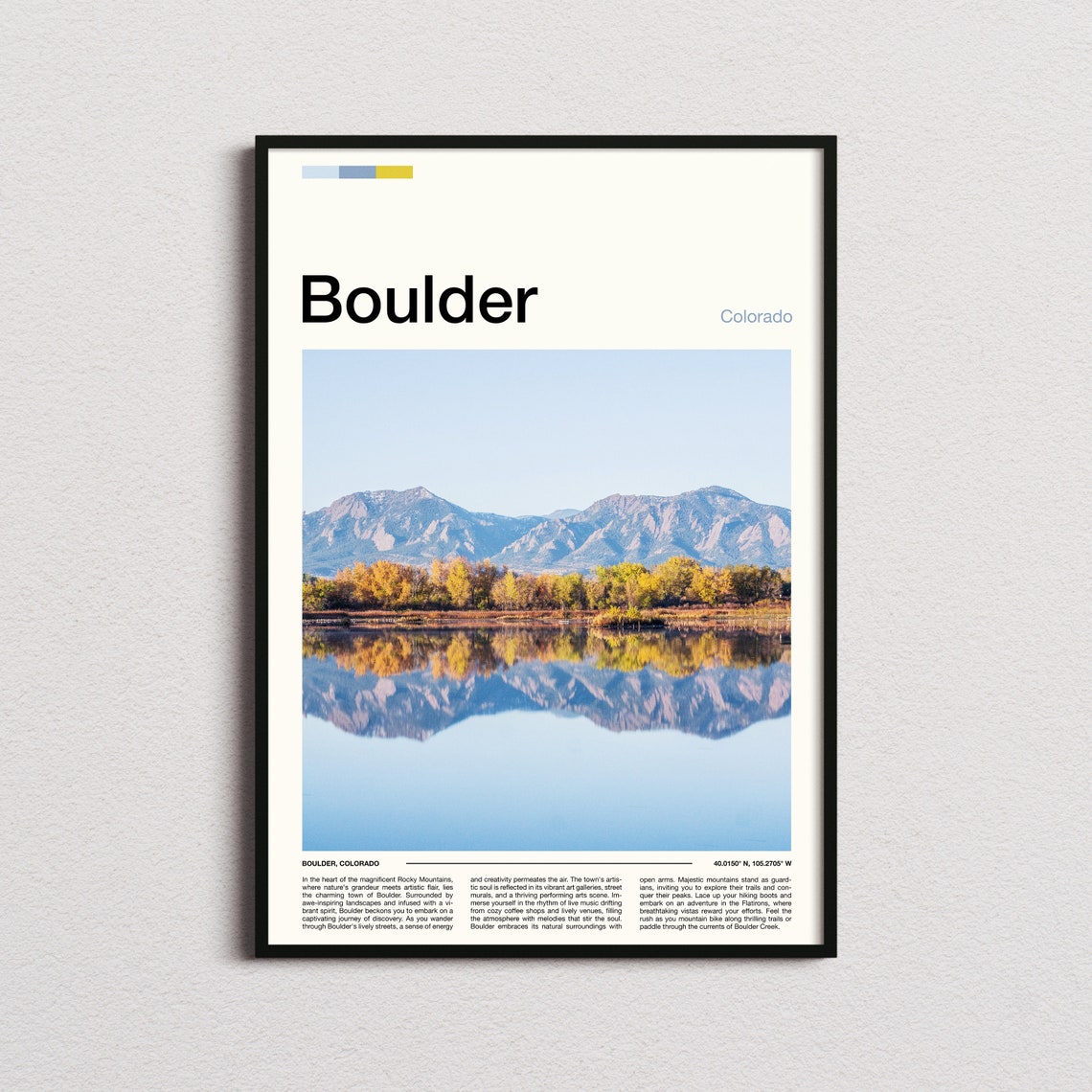 Boulder Colorado Mountain Lake Reflection Autumn Peaks Poster