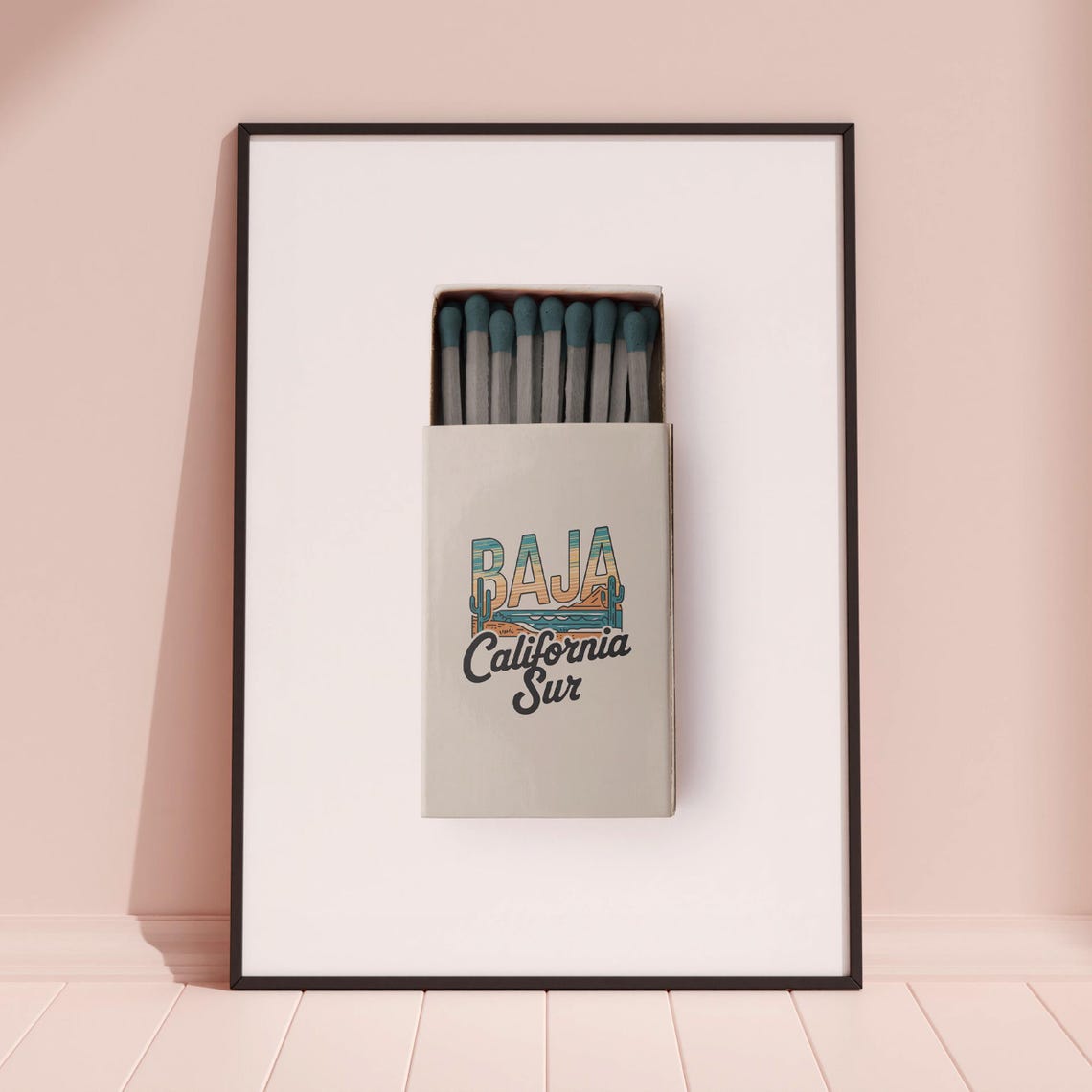 Baja California Sur Matchbox Beach Cactus Vintage Travel Art Poster - Image 3