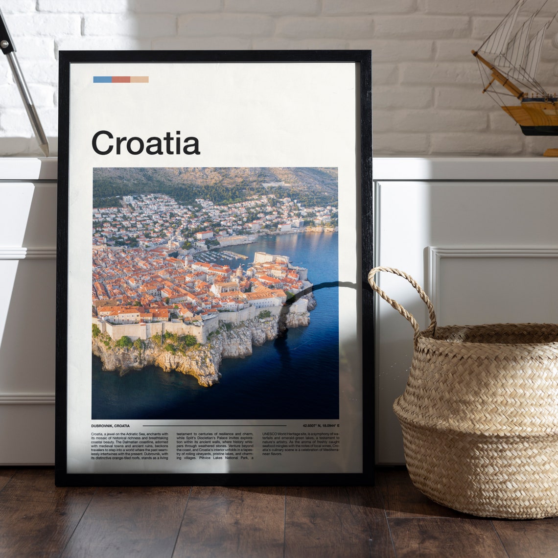 Croatia Dubrovnik Old Town Cliffside Aerial Minimalist Photo Poster - Image 5