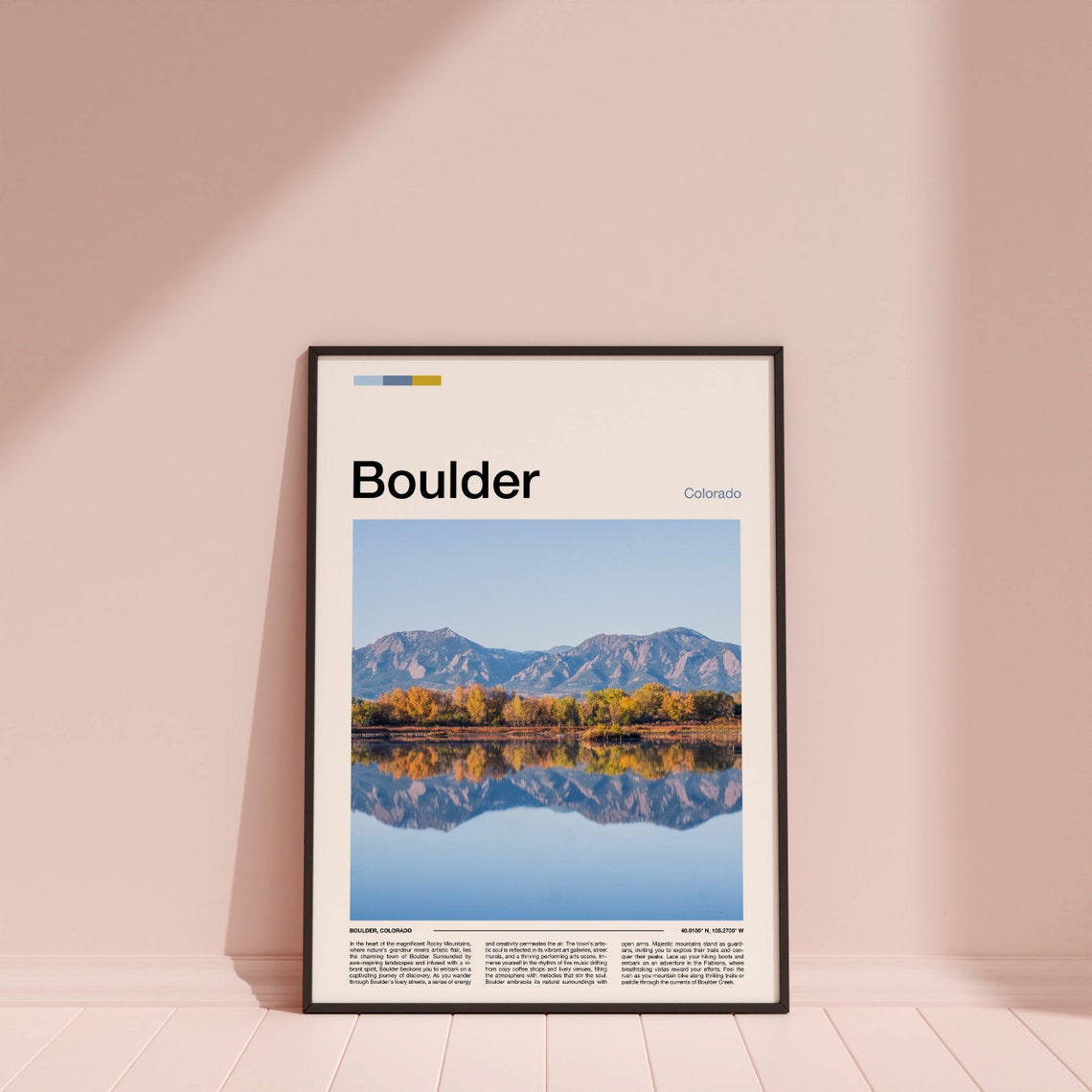 Boulder Colorado Mountain Lake Reflection Autumn Peaks Poster - Image 4