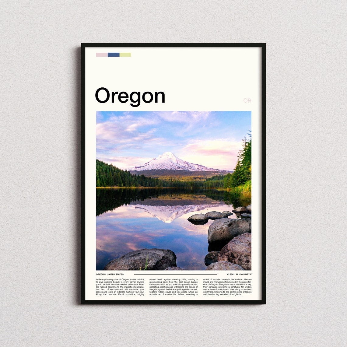 Oregon Snowcapped Mountain Lake Reflection Photography Poster