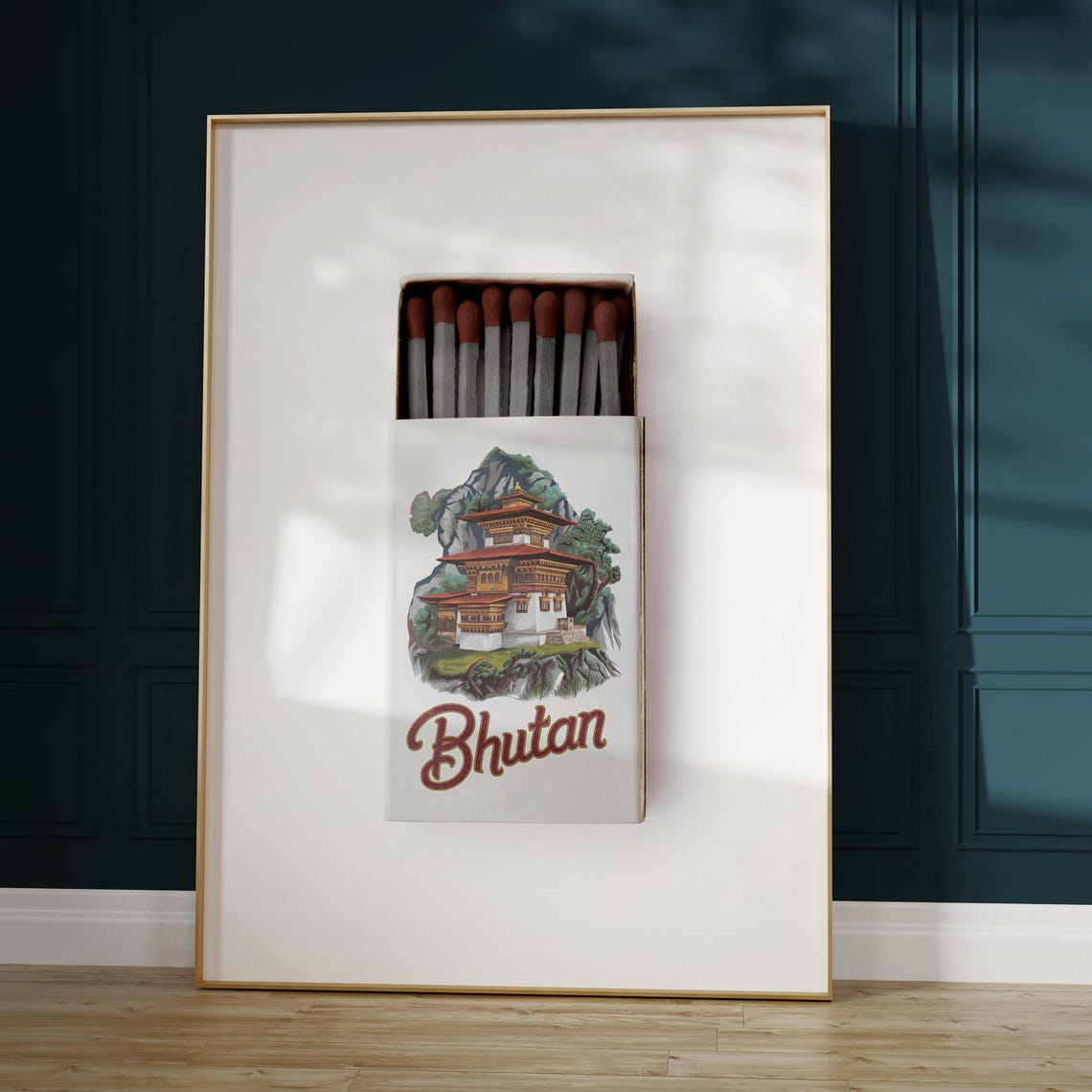 Bhutan Monastery Matchbox Style Art with Dzong on Cliff Poster - Image 5