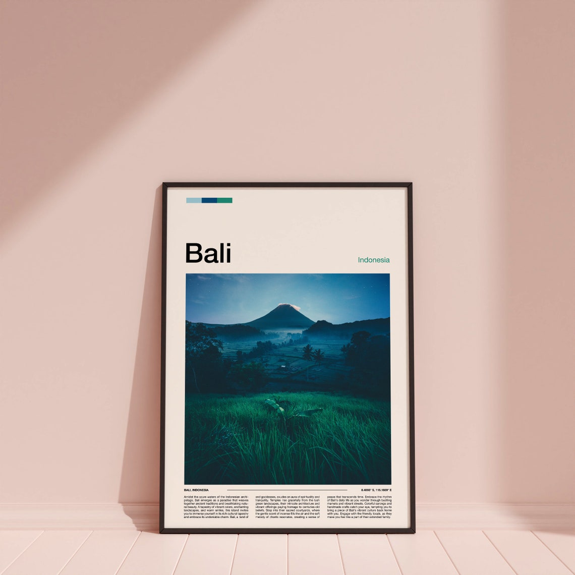 Bali Indonesia Volcano Rice Terrace Dawn Misty Landscape Poster - Image 4