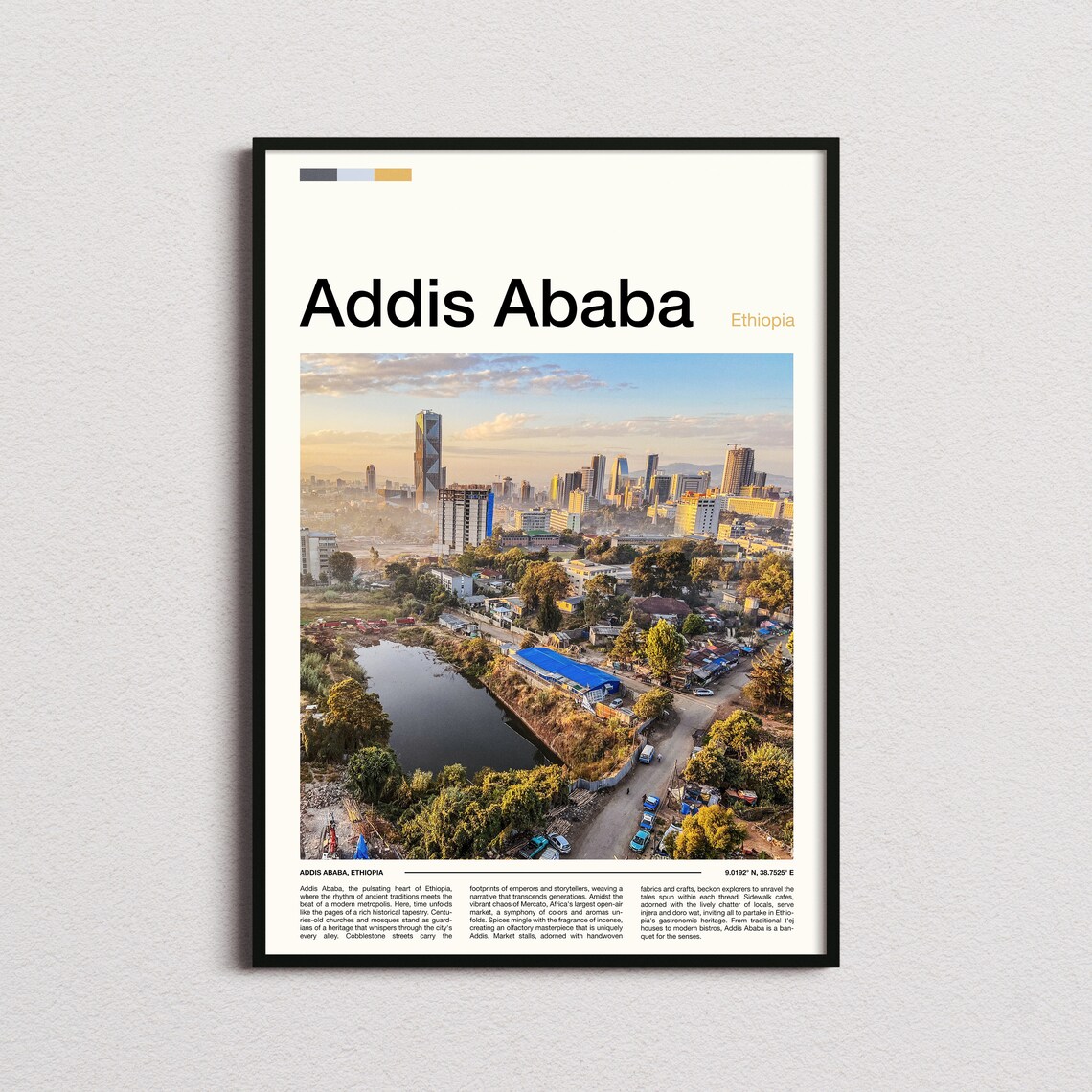 Addis Ababa Ethiopia Aerial City Skyline Africa Travel Poster