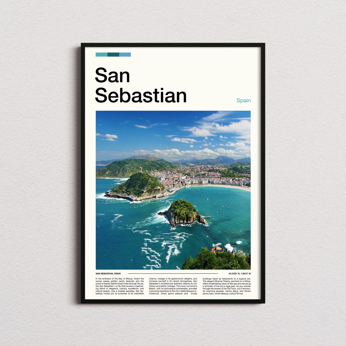 San Sebastian Spain La Concha Bay Aerial Basque Coast Poster